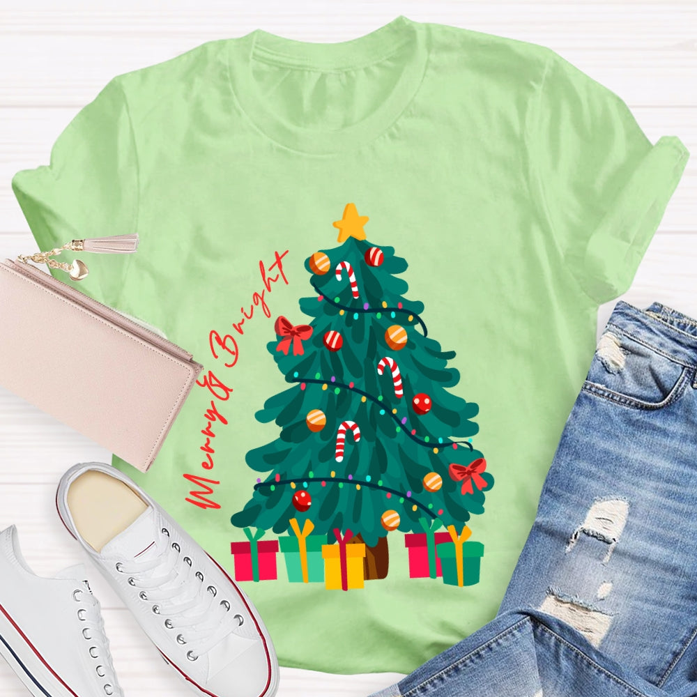 Merry And Bright Christmas Tree Christmas Vibes T-shirt