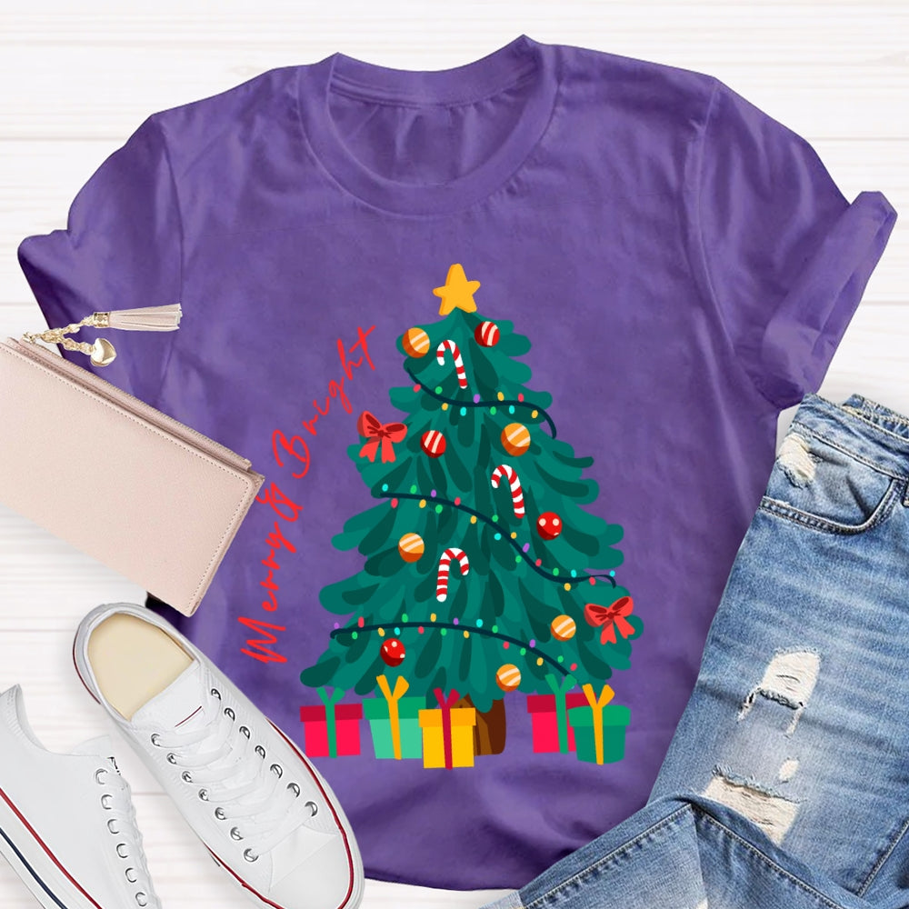 Merry And Bright Christmas Tree Christmas Vibes T-shirt