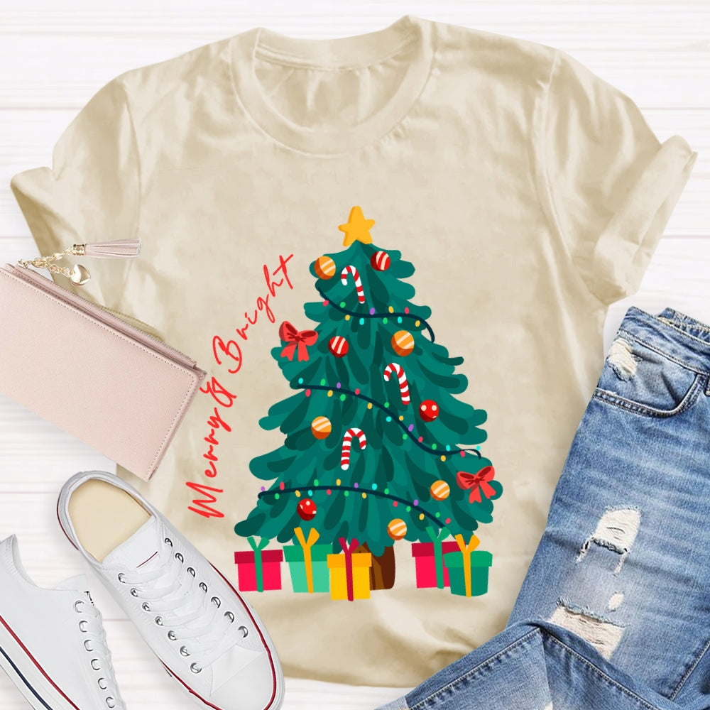 Merry And Bright Christmas Tree Christmas Vibes T-shirt
