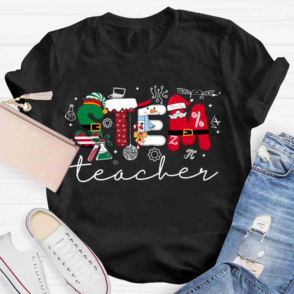 Stem Teacher Christmas Vibes Fonts T-shirt