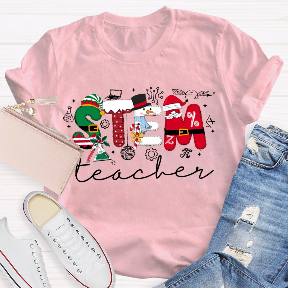 Stem Teacher Christmas Vibes Fonts T-shirt