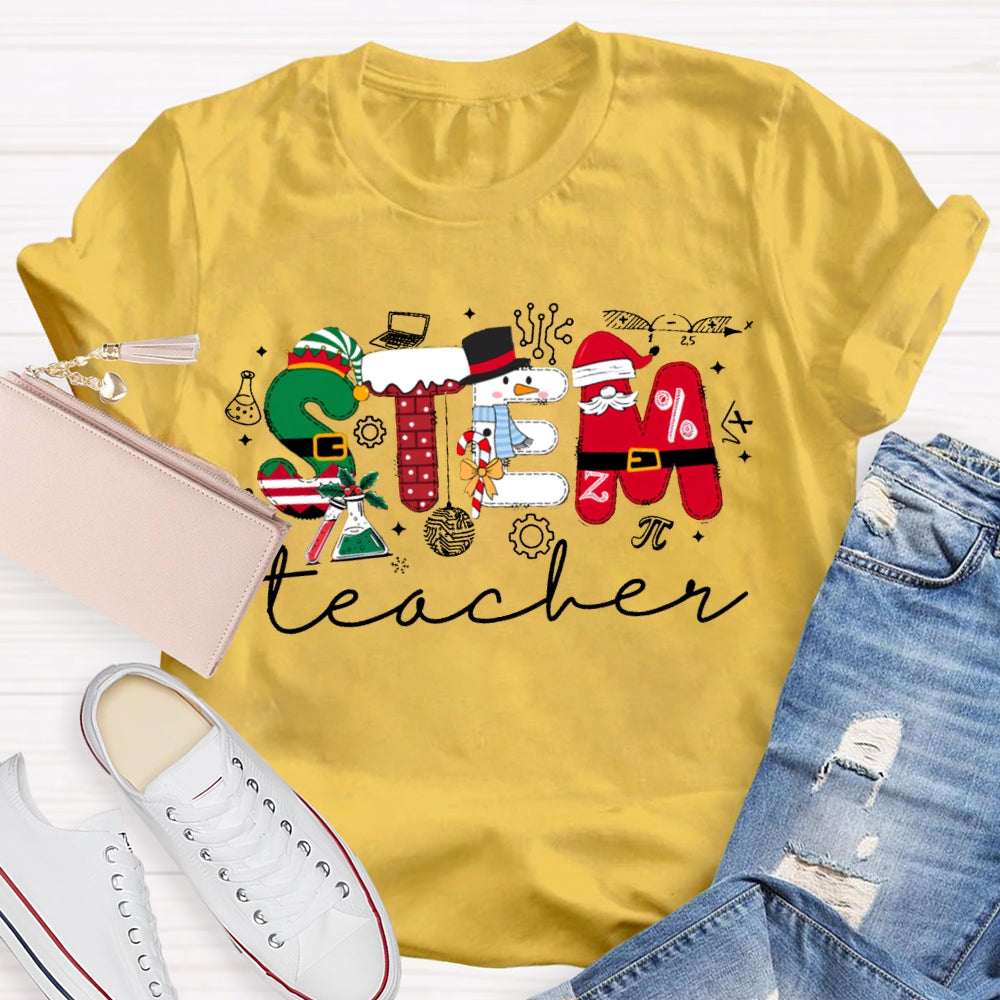 Stem Teacher Christmas Vibes Fonts T-shirt