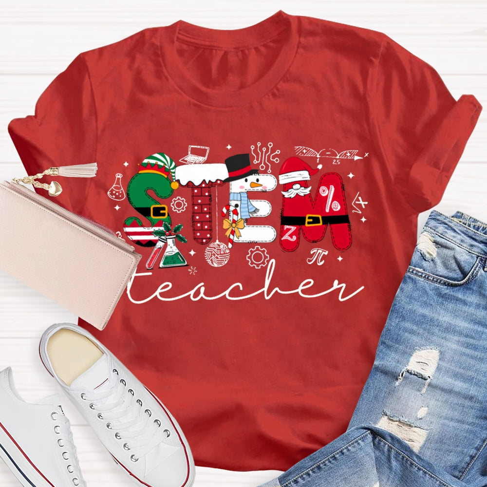 Stem Teacher Christmas Vibes Fonts T-shirt