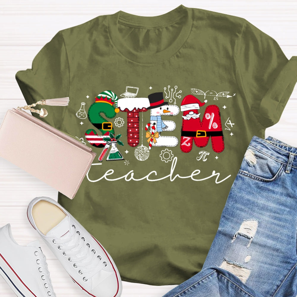 Stem Teacher Christmas Vibes Fonts T-shirt