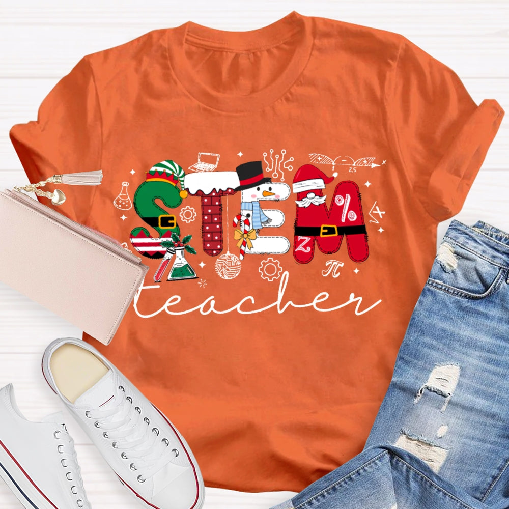 Stem Teacher Christmas Vibes Fonts T-shirt