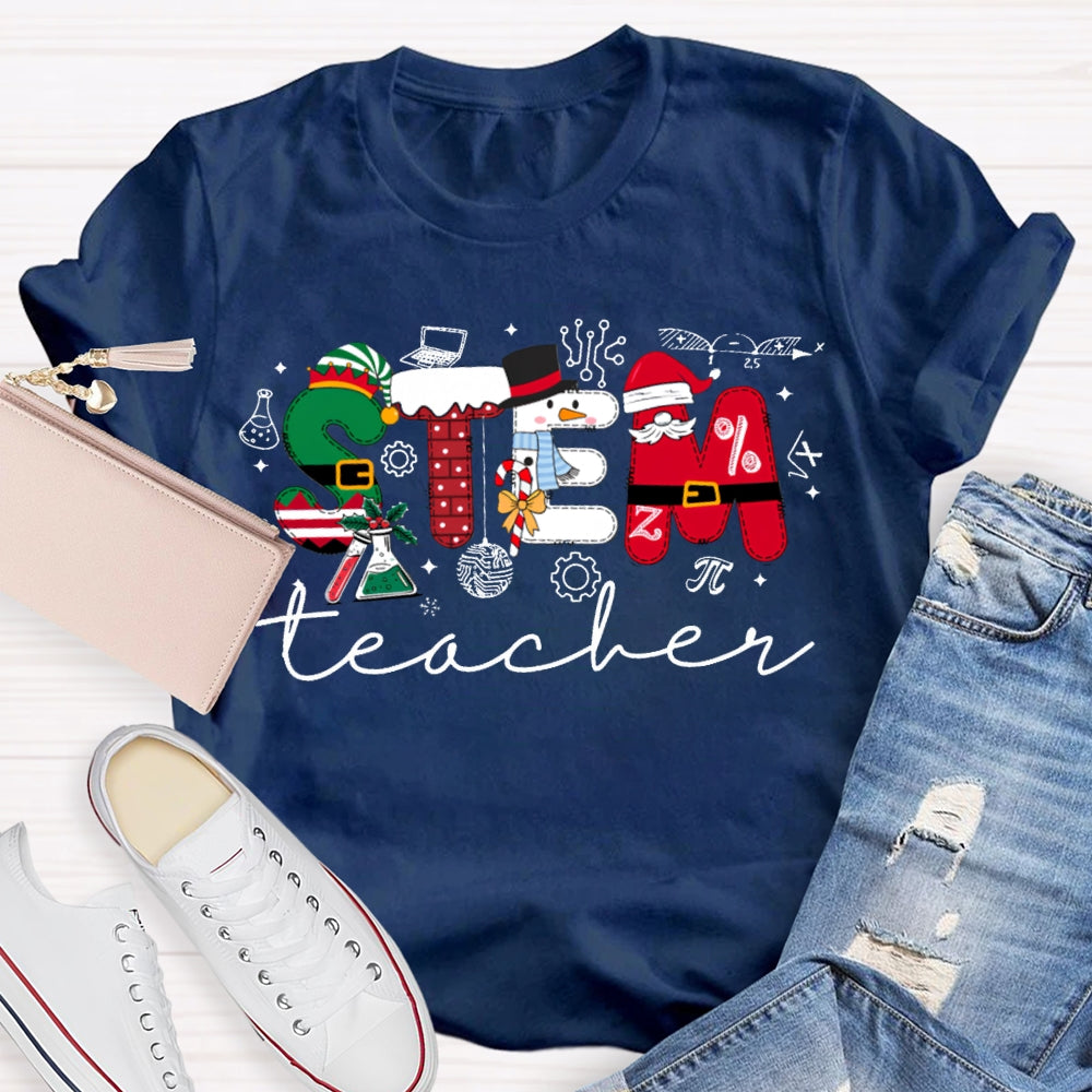 Stem Teacher Christmas Vibes Fonts T-shirt