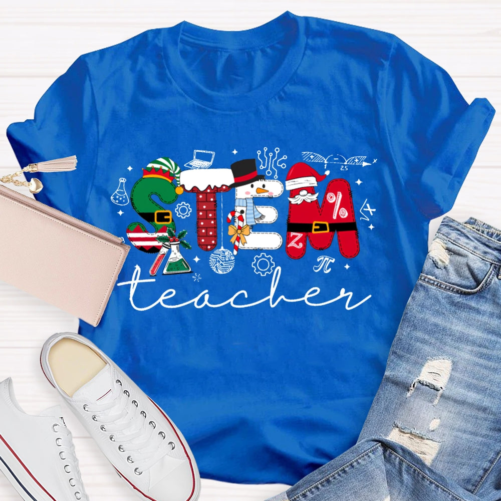 Stem Teacher Christmas Vibes Fonts T-shirt