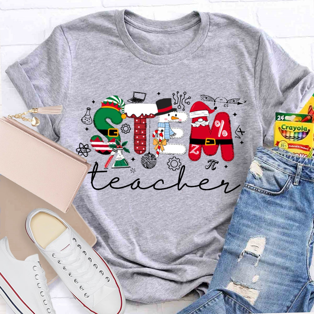 Stem Teacher Christmas Vibes Fonts T-shirt