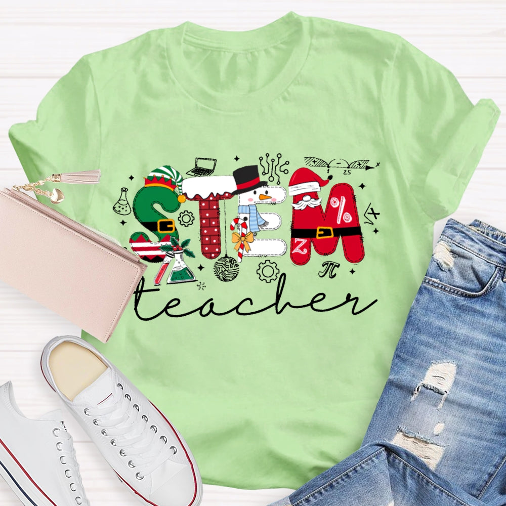 Stem Teacher Christmas Vibes Fonts T-shirt