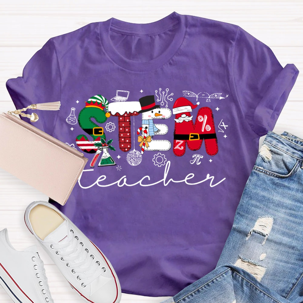 Stem Teacher Christmas Vibes Fonts T-shirt