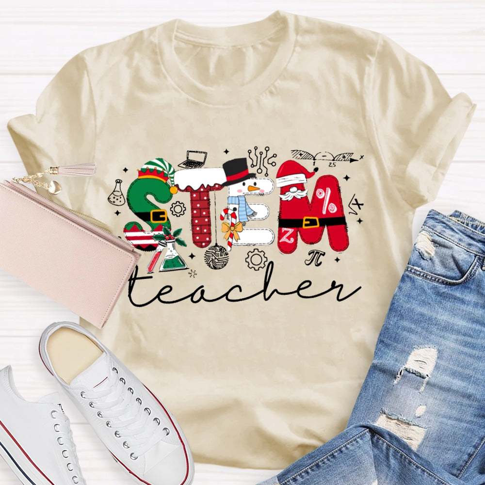 Stem Teacher Christmas Vibes Fonts T-shirt