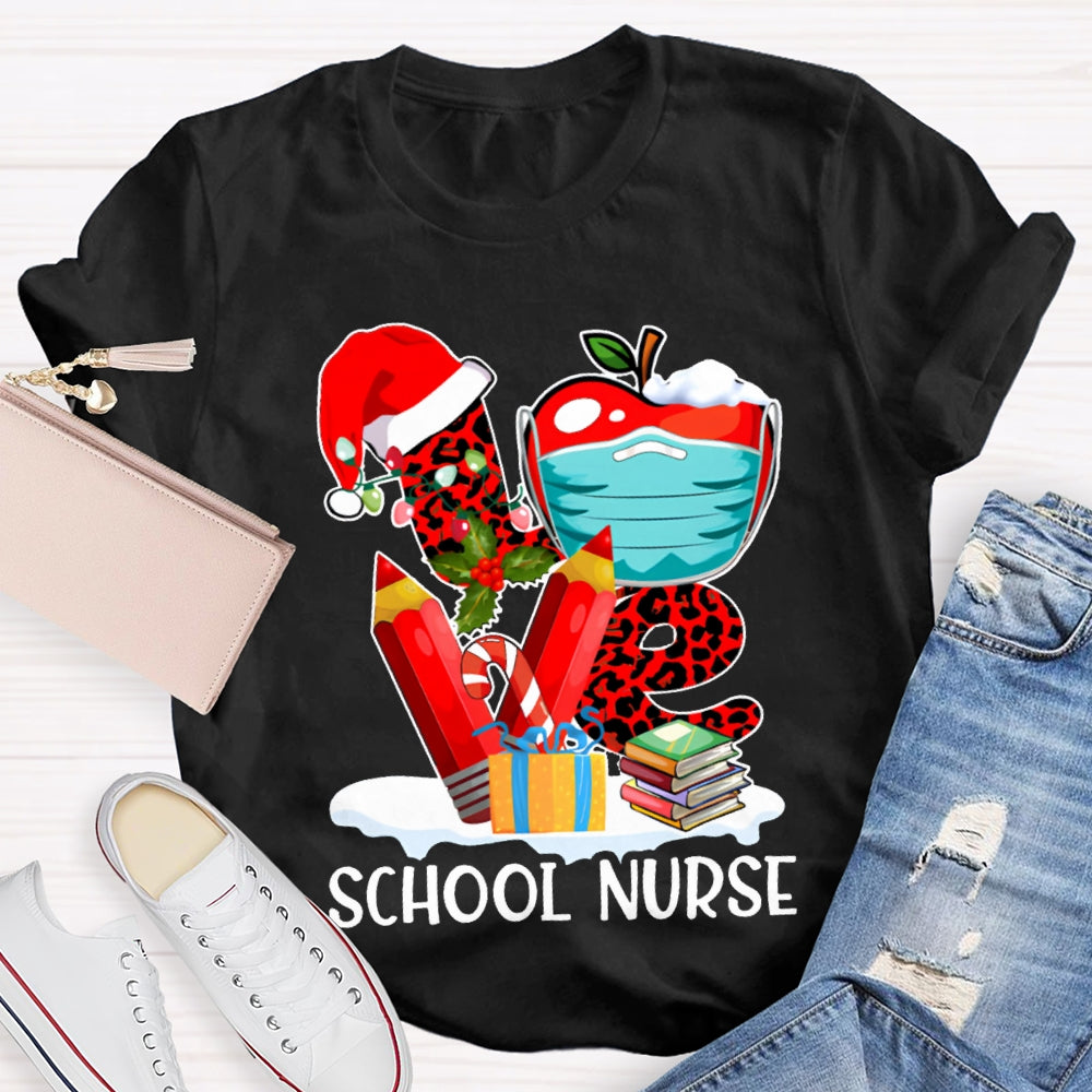 Love School Nurse Vibes Christmas T-shirt
