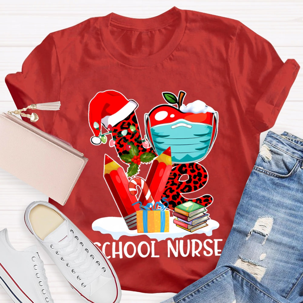 Love School Nurse Vibes Christmas T-shirt
