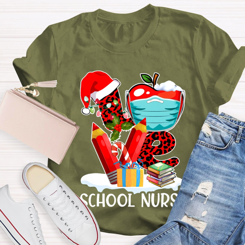 Love School Nurse Vibes Christmas T-shirt