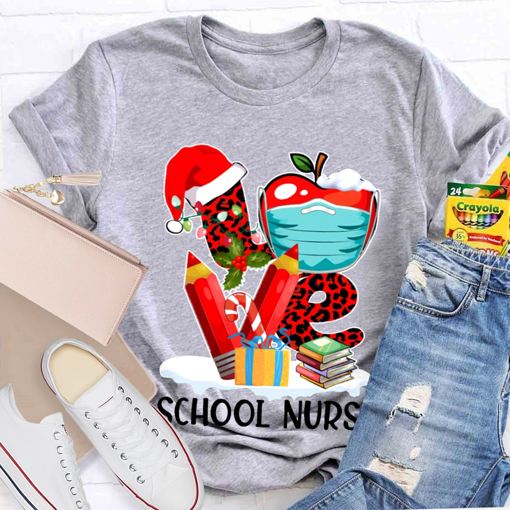 Love School Nurse Vibes Christmas T-shirt