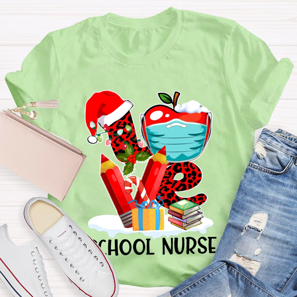 Love School Nurse Vibes Christmas T-shirt