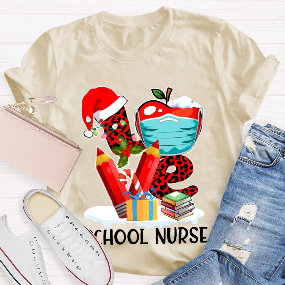 Love School Nurse Vibes Christmas T-shirt