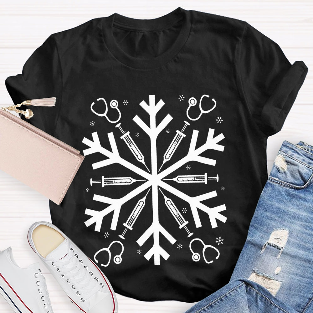 School Nurse Snowflake Vibes Christmas T-shirt