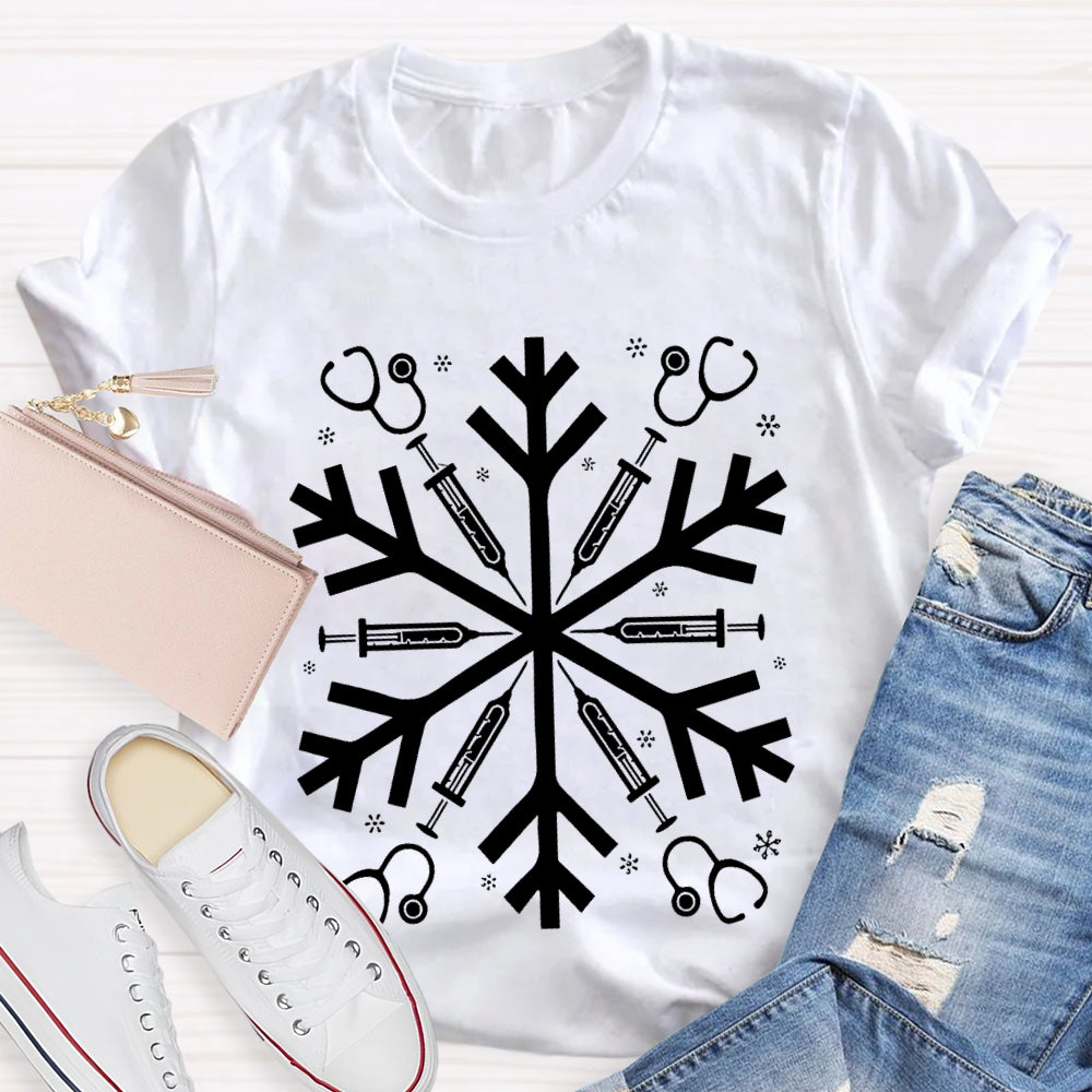 School Nurse Snowflake Vibes Christmas T-shirt