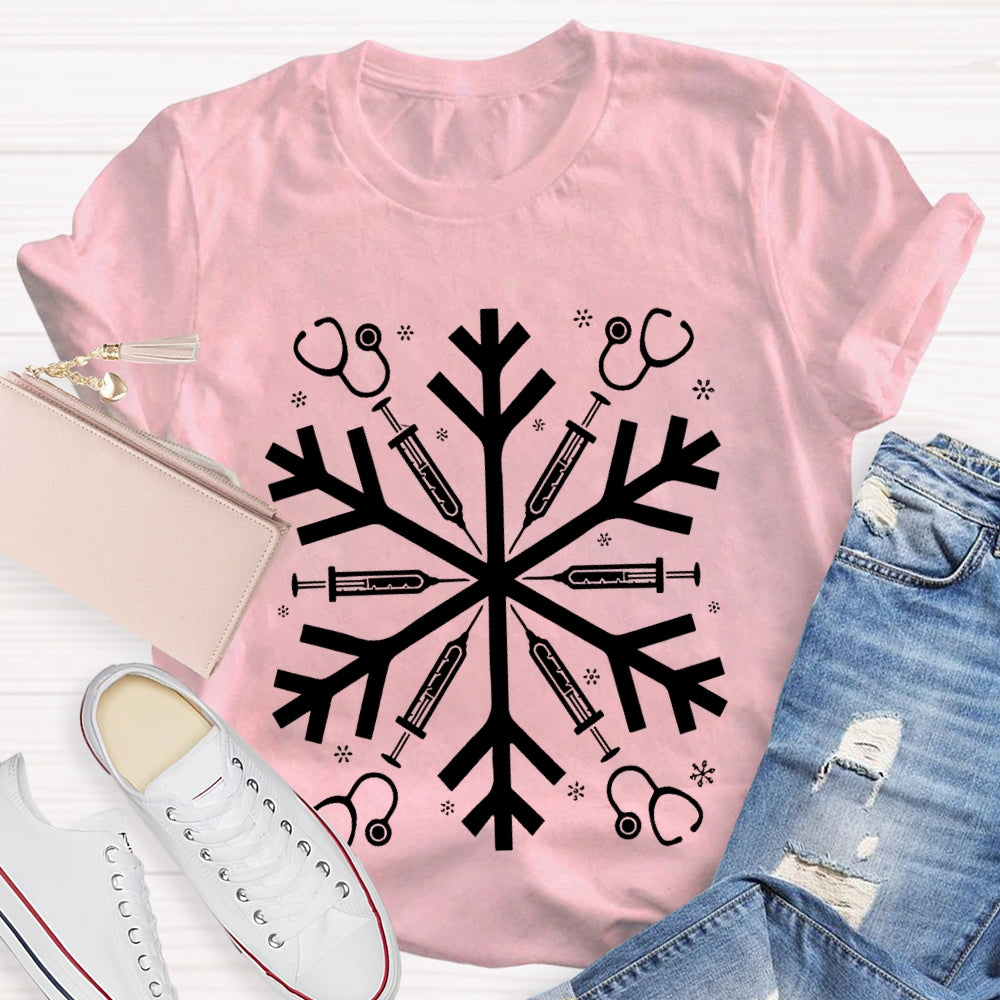 School Nurse Snowflake Vibes Christmas T-shirt