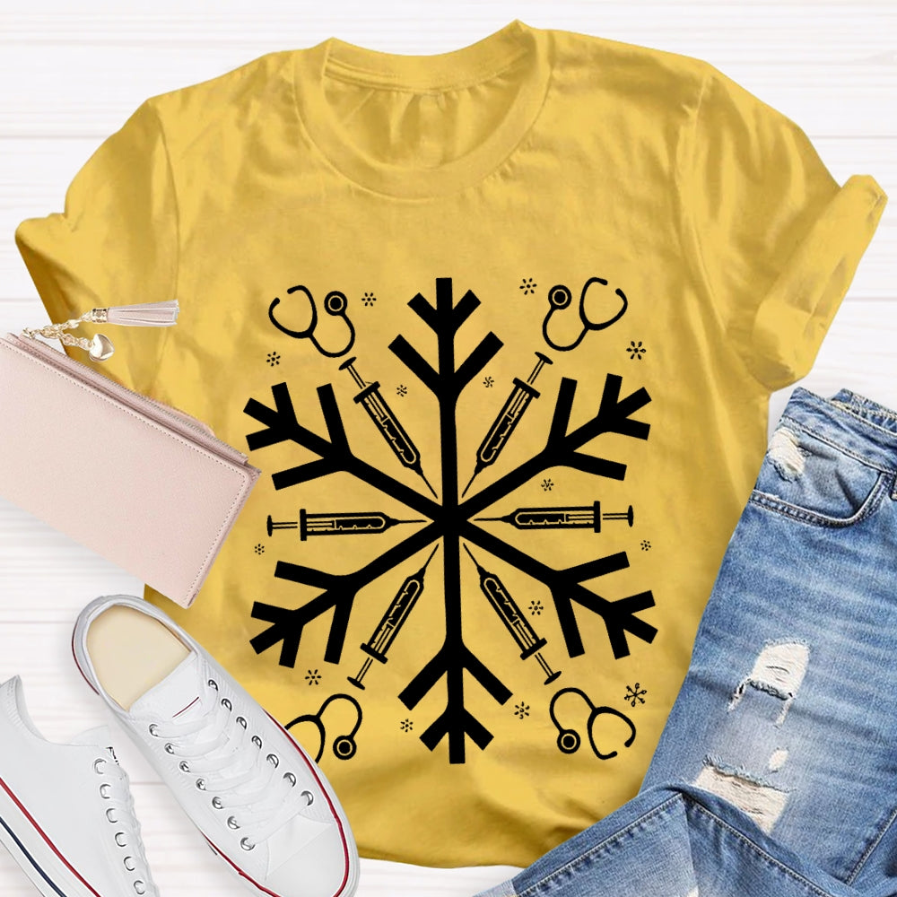 School Nurse Snowflake Vibes Christmas T-shirt