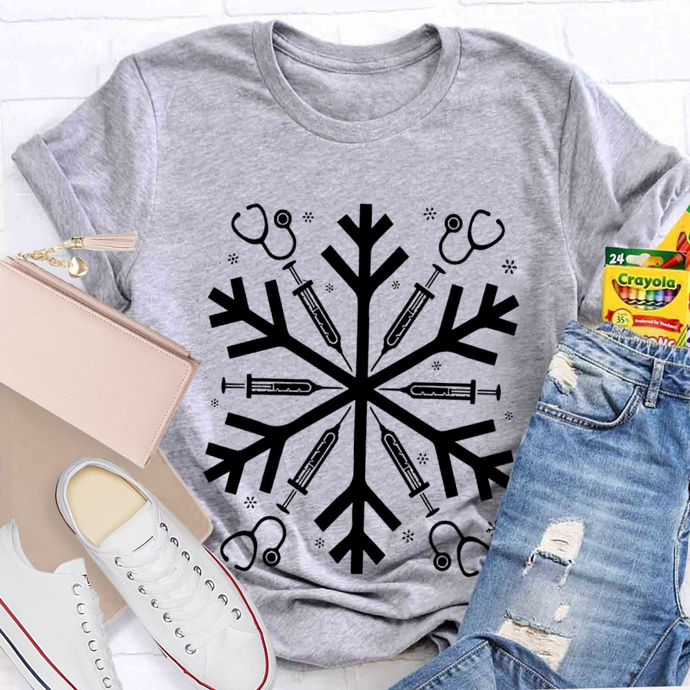 School Nurse Snowflake Vibes Christmas T-shirt