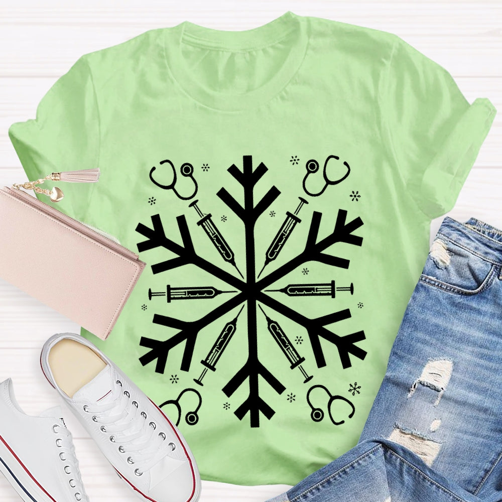 School Nurse Snowflake Vibes Christmas T-shirt