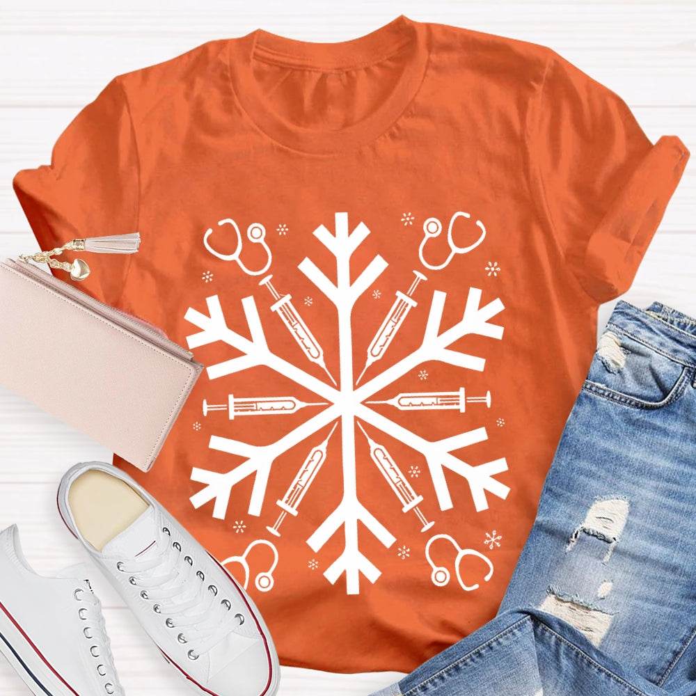 School Nurse Snowflake Vibes Christmas T-shirt