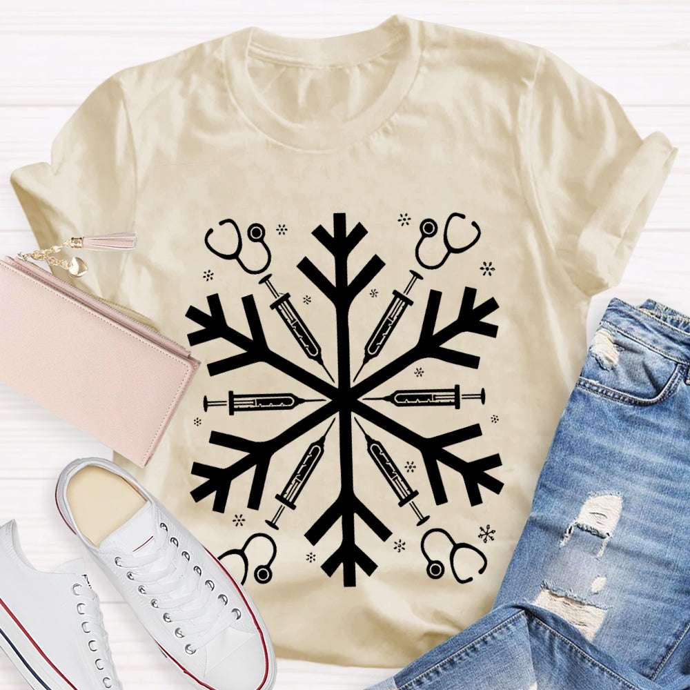 School Nurse Snowflake Vibes Christmas T-shirt