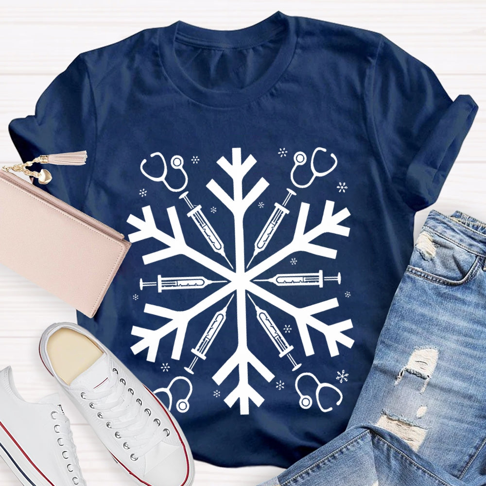 School Nurse Snowflake Vibes Christmas T-shirt