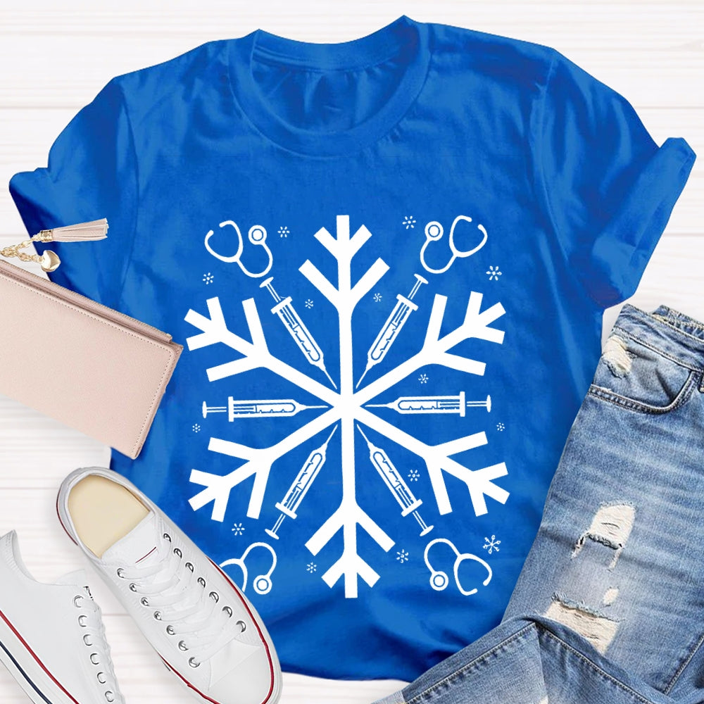 School Nurse Snowflake Vibes Christmas T-shirt