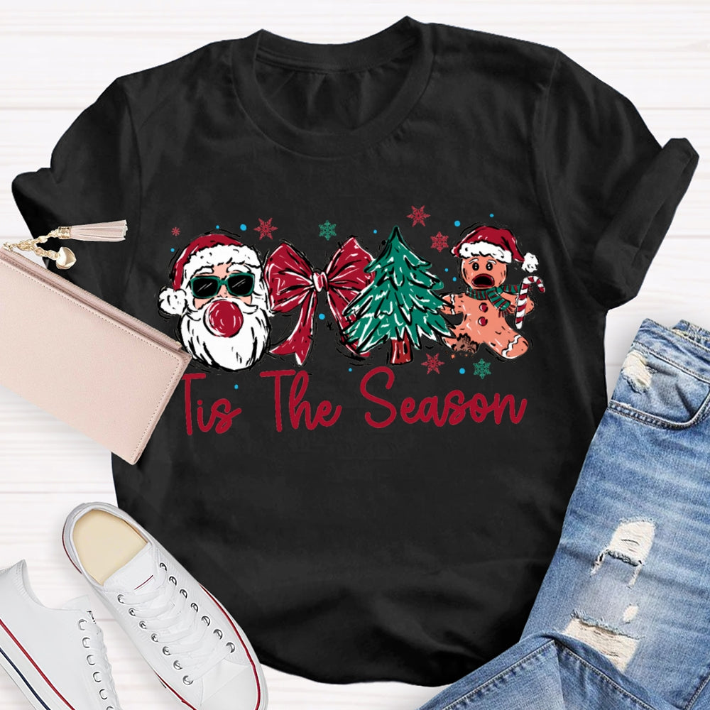 It Is The Season Santa Claus Bow And Christmas Tree T-shirt
