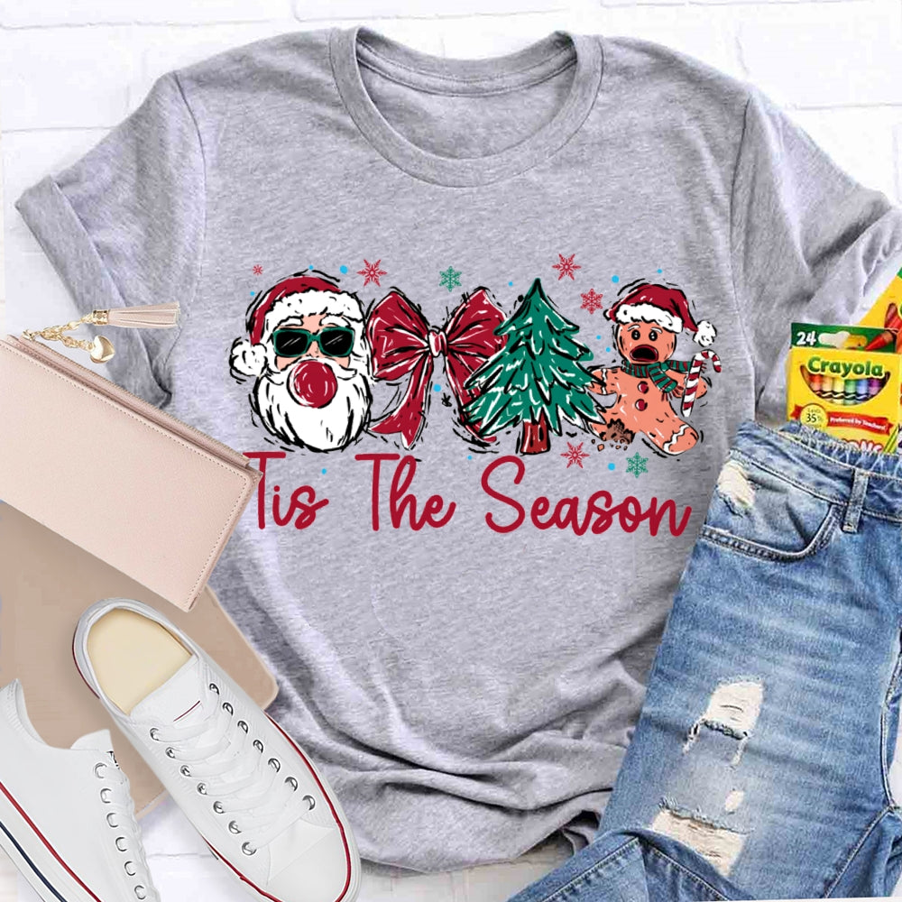 It Is The Season Santa Claus Bow And Christmas Tree T-shirt