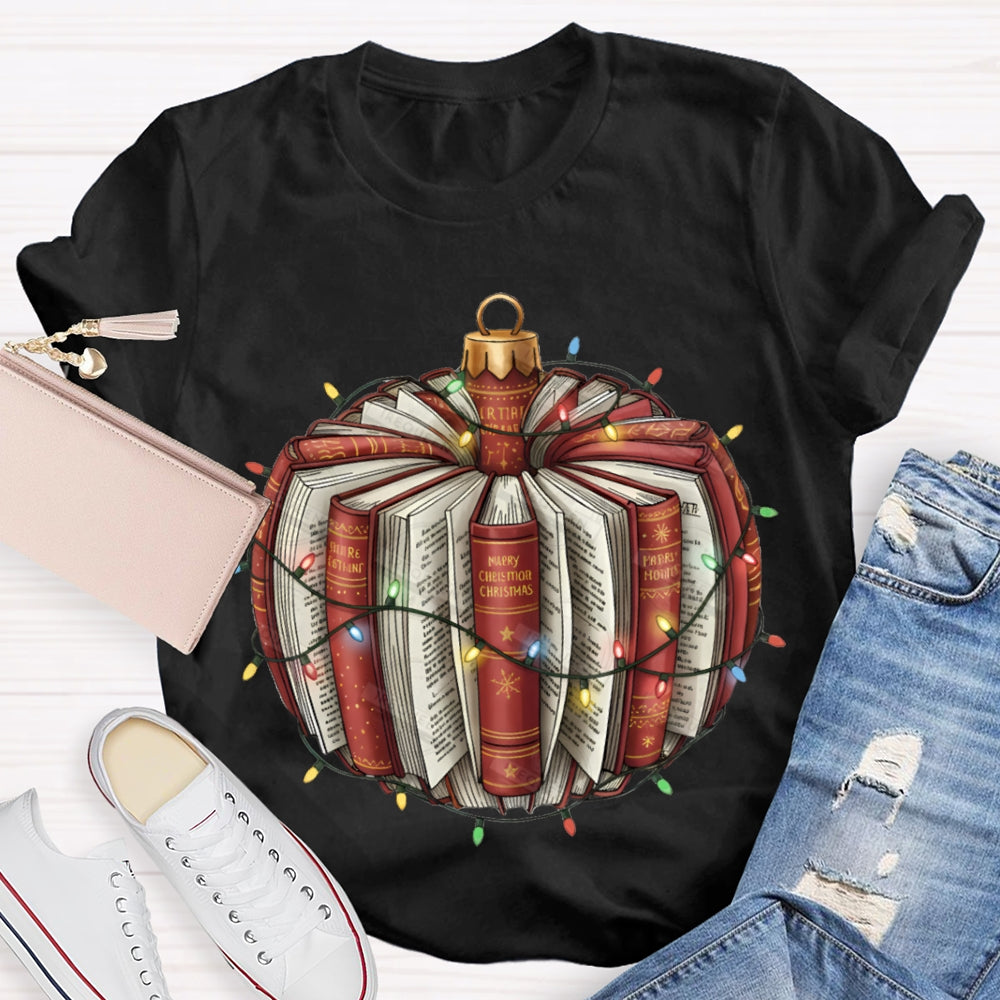 Christmas Lights Books Pumpkin Christmas T-shirt
