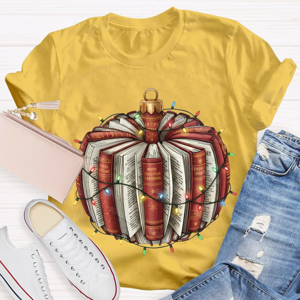 Christmas Lights Books Pumpkin Christmas T-shirt