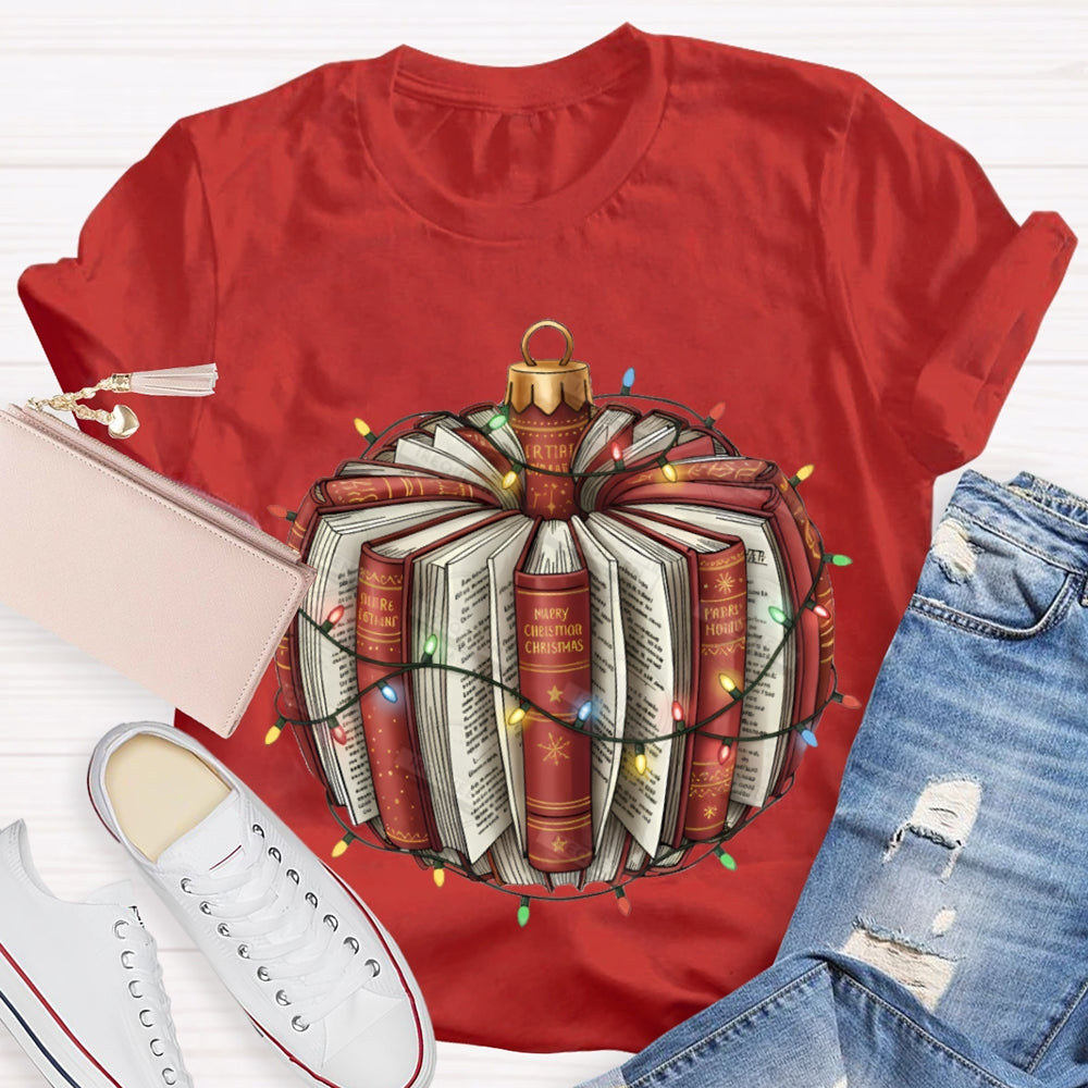 Christmas Lights Books Pumpkin Christmas T-shirt