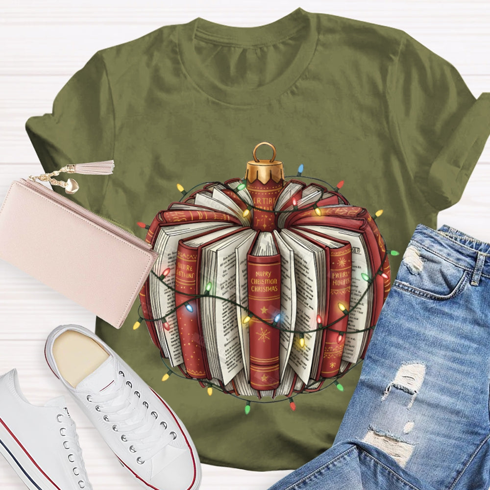 Christmas Lights Books Pumpkin Christmas T-shirt
