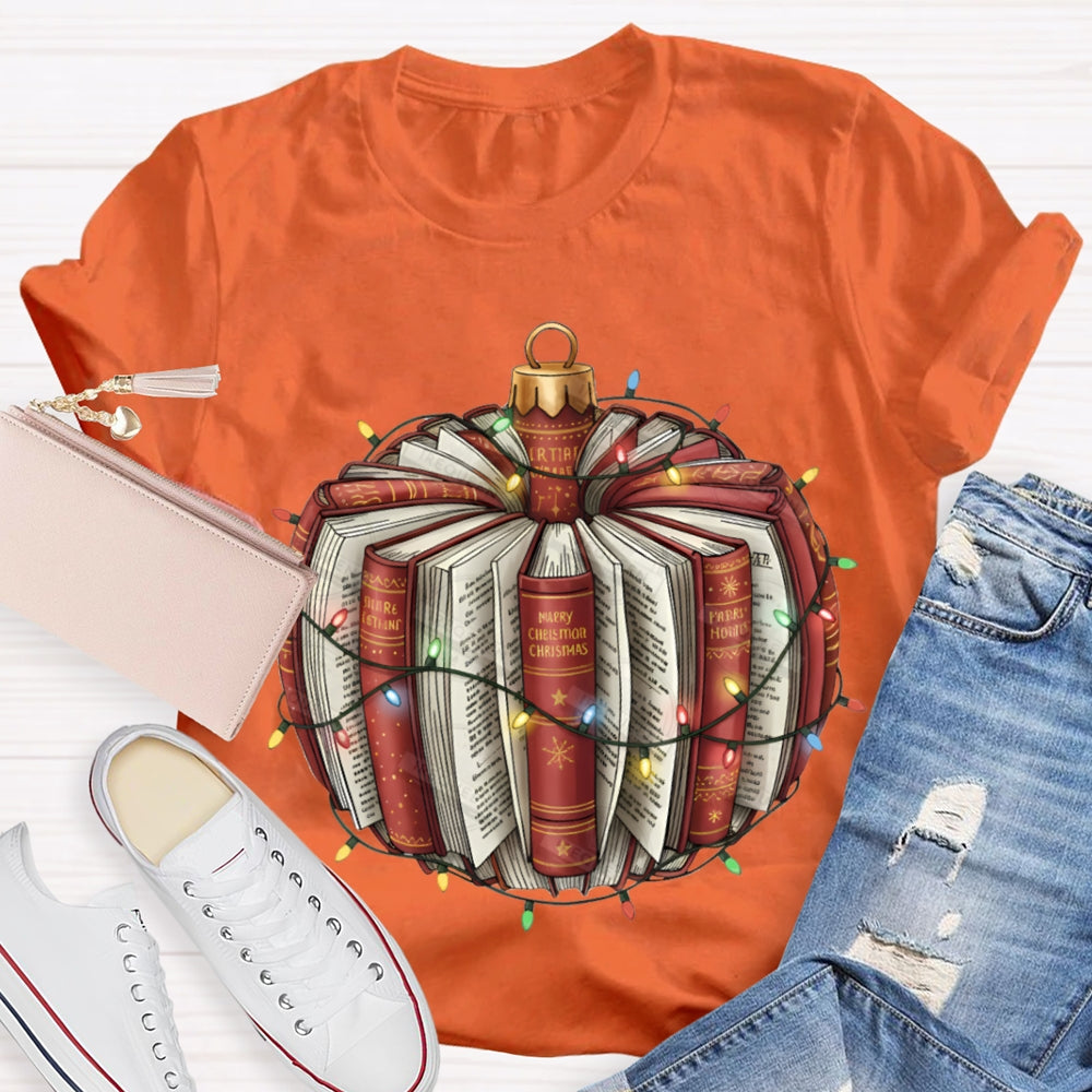 Christmas Lights Books Pumpkin Christmas T-shirt
