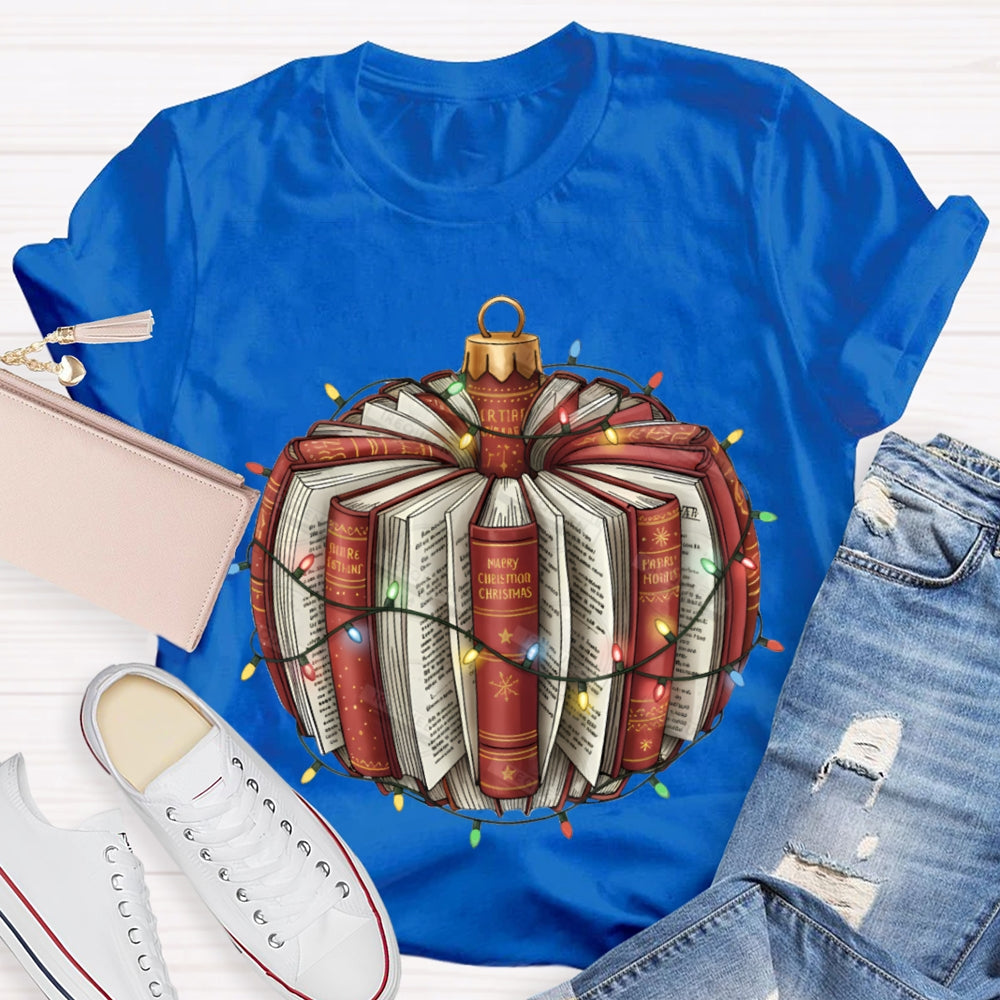 Christmas Lights Books Pumpkin Christmas T-shirt