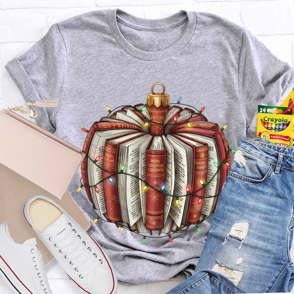 Christmas Lights Books Pumpkin Christmas T-shirt