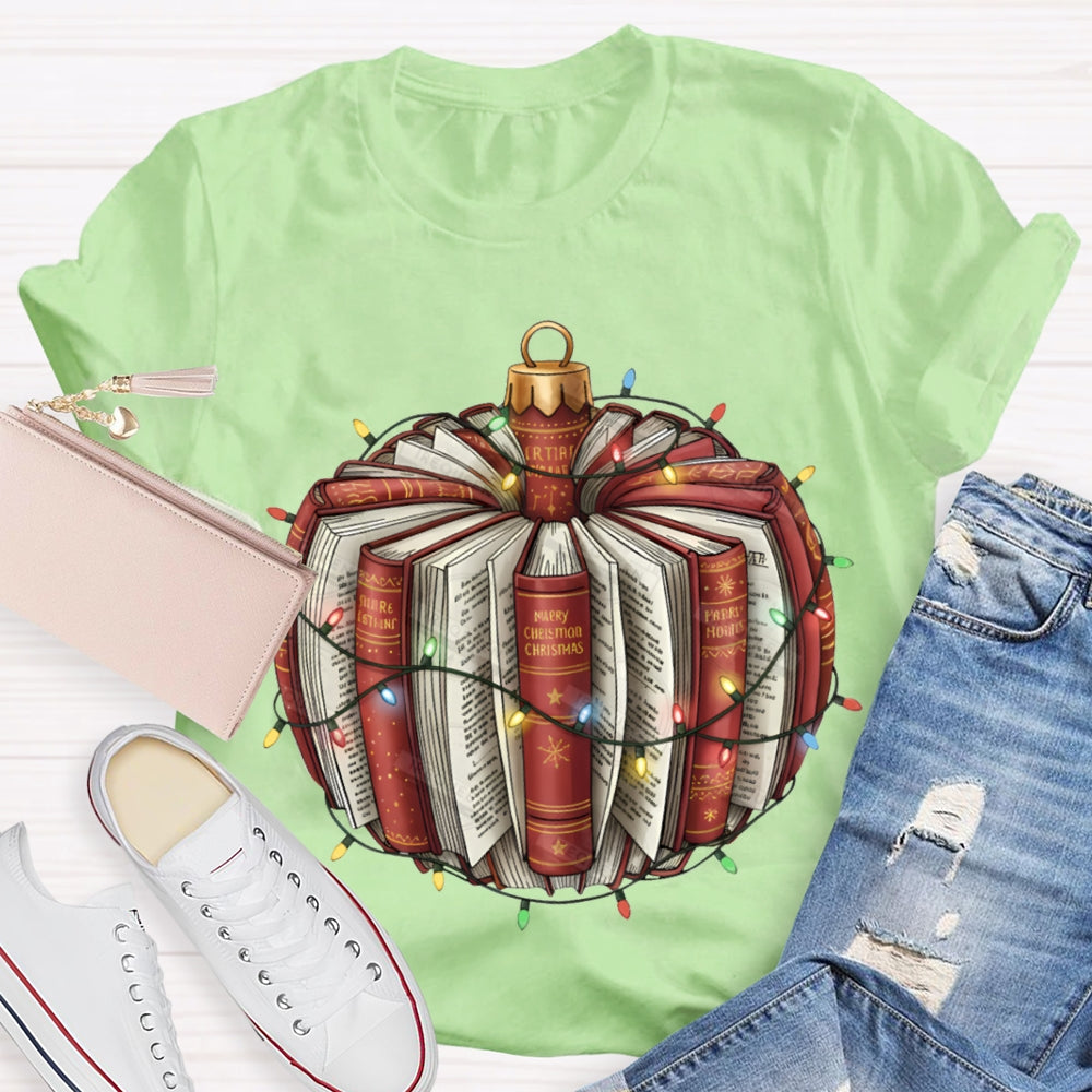 Christmas Lights Books Pumpkin Christmas T-shirt