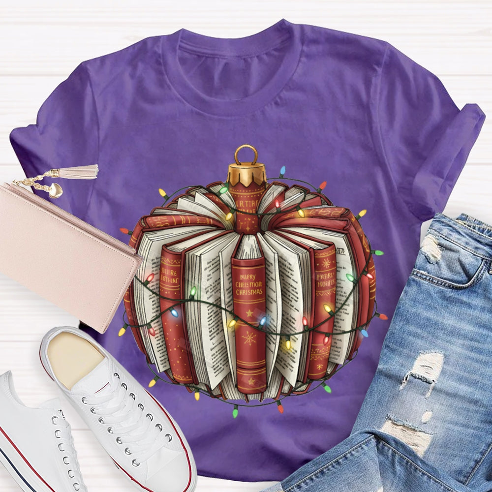 Christmas Lights Books Pumpkin Christmas T-shirt