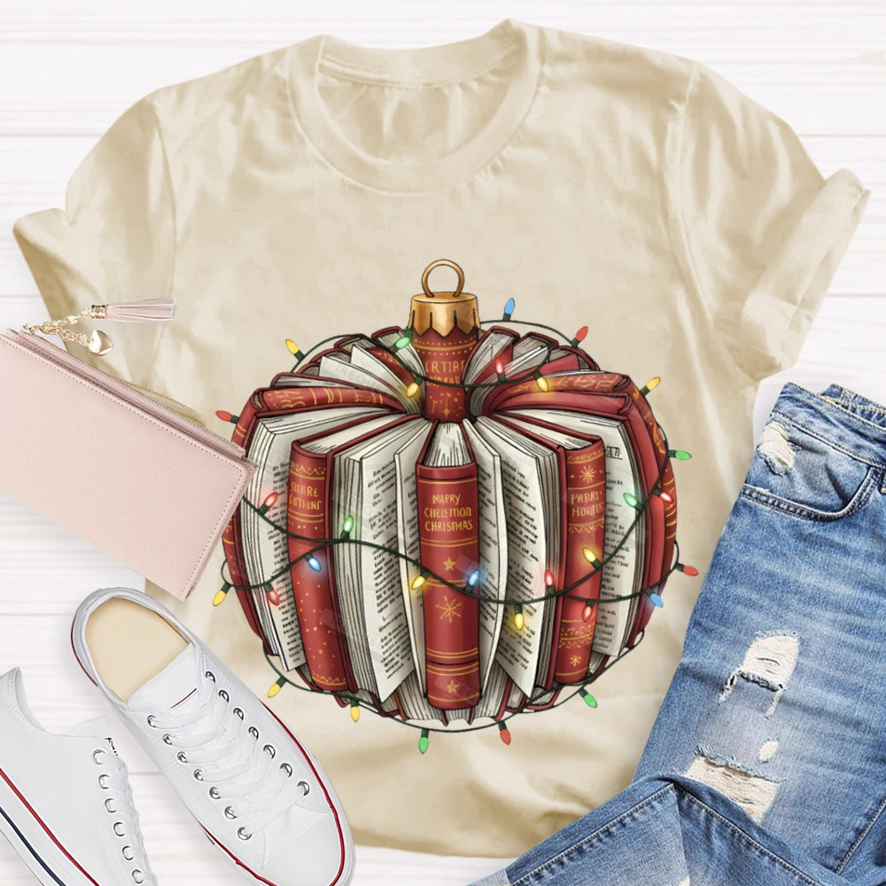 Christmas Lights Books Pumpkin Christmas T-shirt