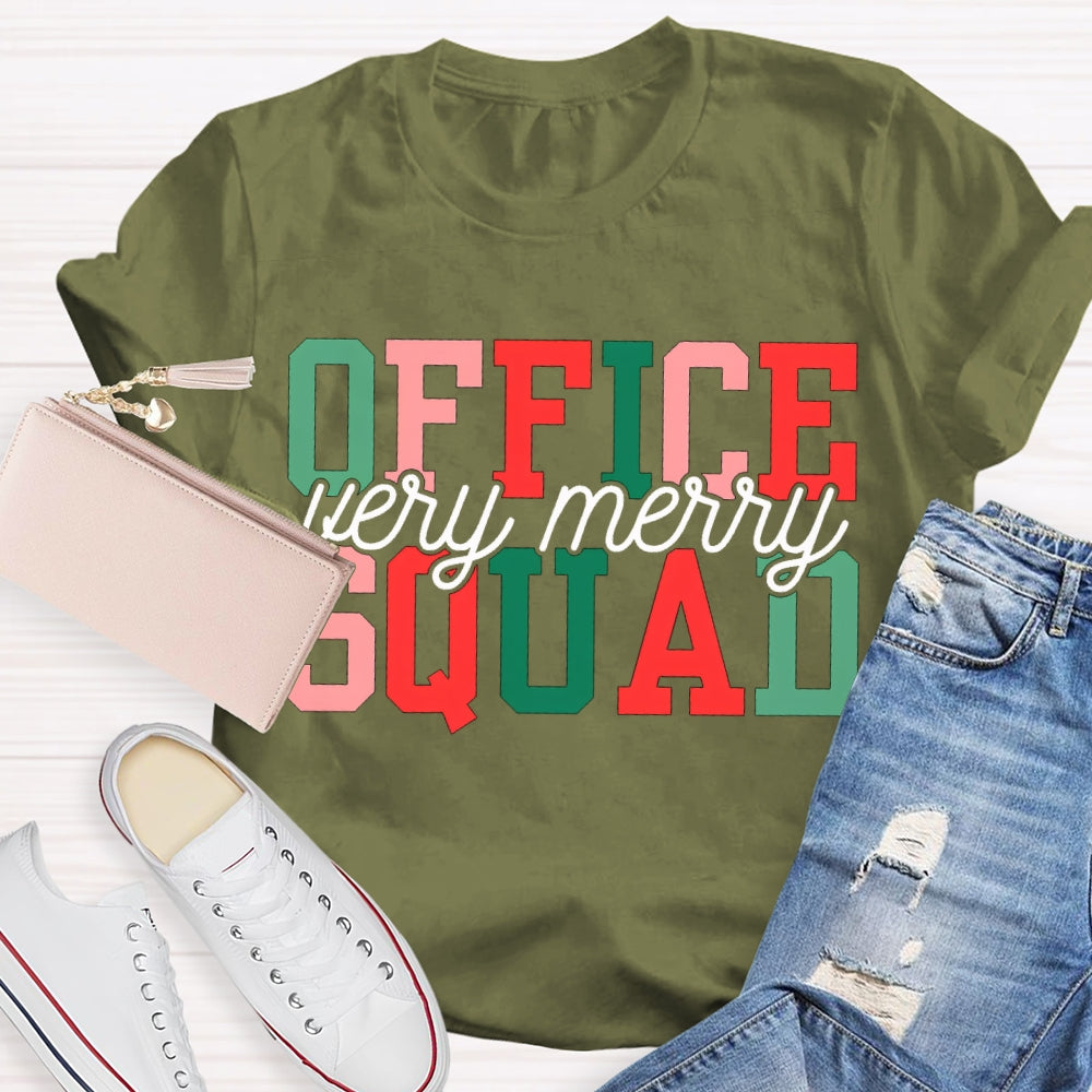 Very Merry Office Squad Color Fonts Christmas T-shirt