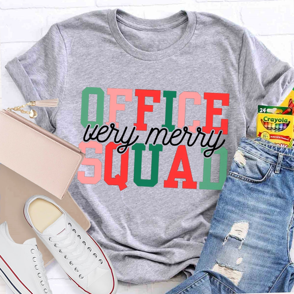Very Merry Office Squad Color Fonts Christmas T-shirt