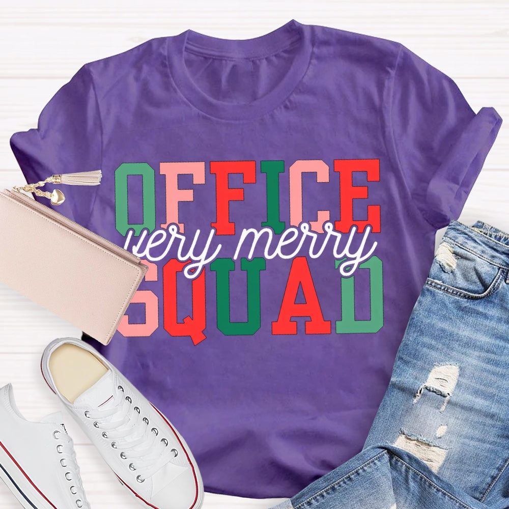 Very Merry Office Squad Color Fonts Christmas T-shirt