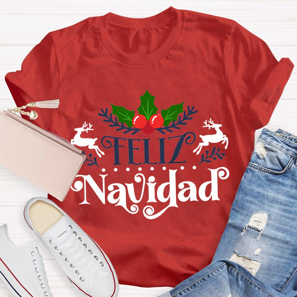 Feliz Navidad Bilingual Teacher Christmas T-shirt