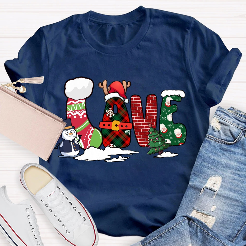 Love Merry Christmas Snowman And Christmas Vibes T-shirt