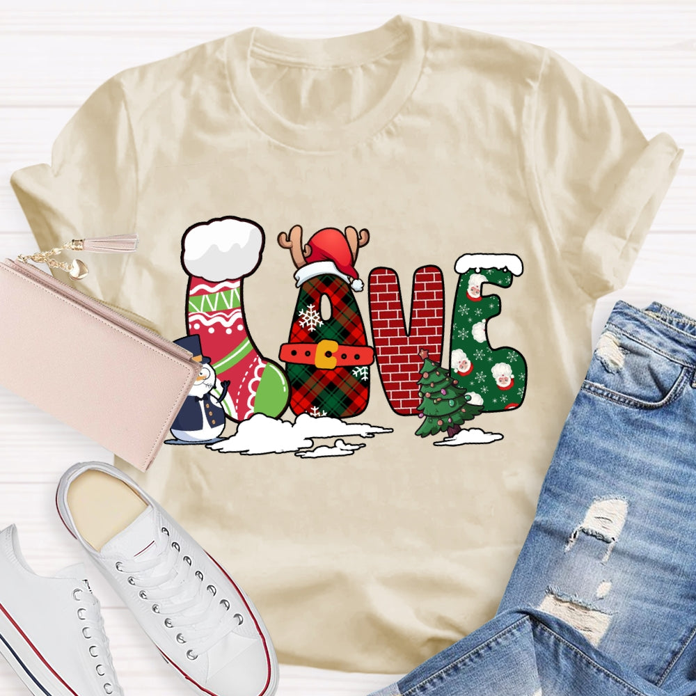 Love Merry Christmas Snowman And Christmas Vibes T-shirt