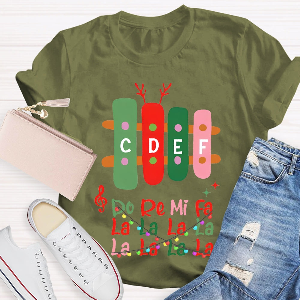 Do Re Mi Fa La La La La Colorful Font Christmas Music Teacher T-shirt
